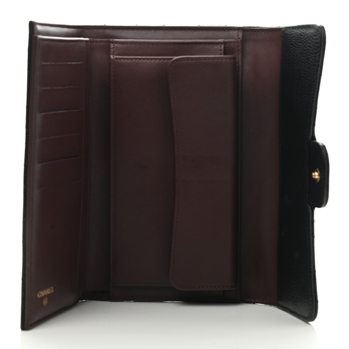 Caviar Quilted Large Flap Wallet Black