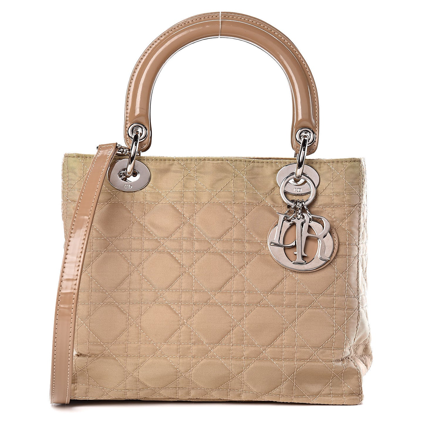 Nylon Cannage Medium Lady Dior Beige