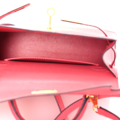 Hermes Chevre Mysore Mini Kelly Sellier 20 Rose Lipstick 5 of 14