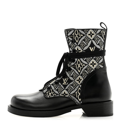 Louis Vuitton Jacquard Calfskin Since 1854 Metropolis Flat Ranger Boot 41 Gray 1 of 10