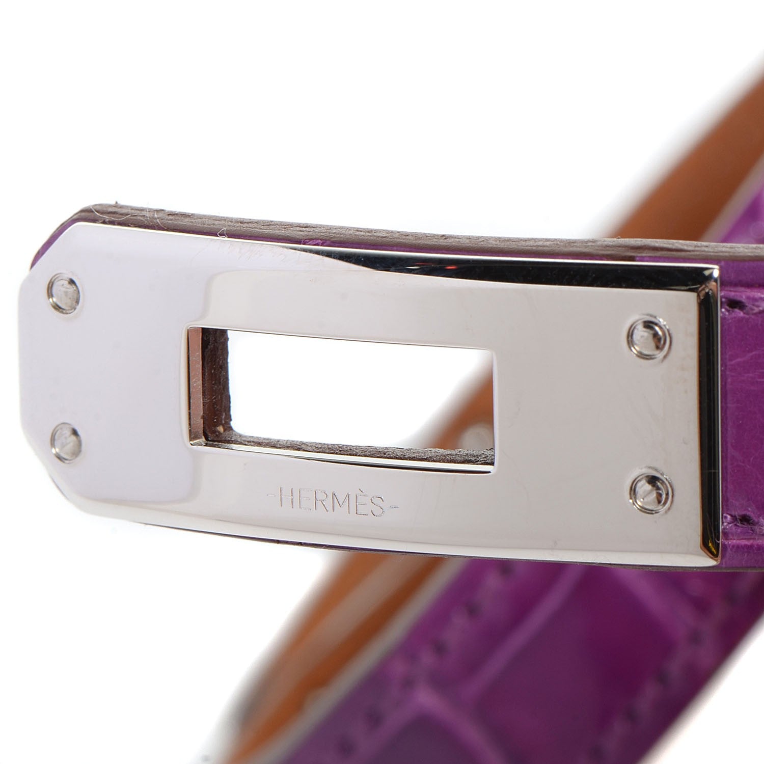 Hermes Shiny Alligator Kelly Double Tour Bracelet Small Violet 6 of 10