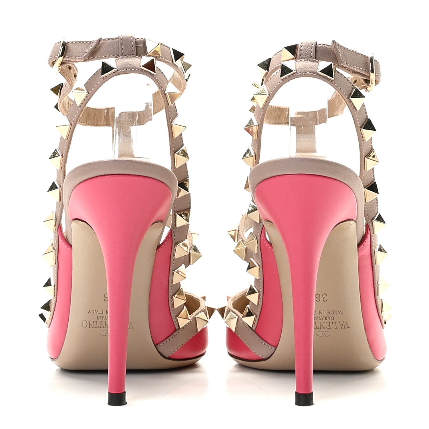 Valentino Garavani Calfskin Nappa Rockstud Ankle Strap 100mm Pumps 36 Deep Fuxia Poudre 6 of 15