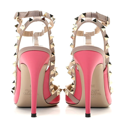 Valentino Garavani Calfskin Nappa Rockstud Ankle Strap 100mm Pumps 36 Deep Fuxia Poudre 6 of 15