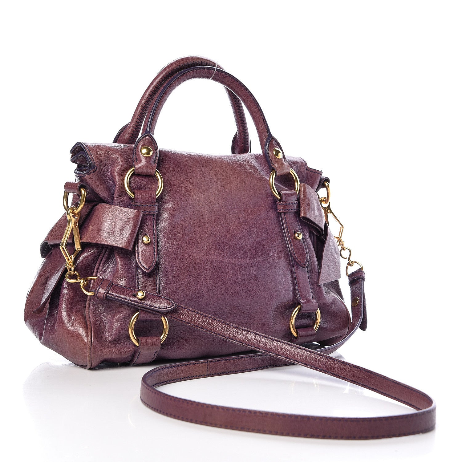 Miu Miu Vitello Lux Mini Bow Bag Viola 4 of 16