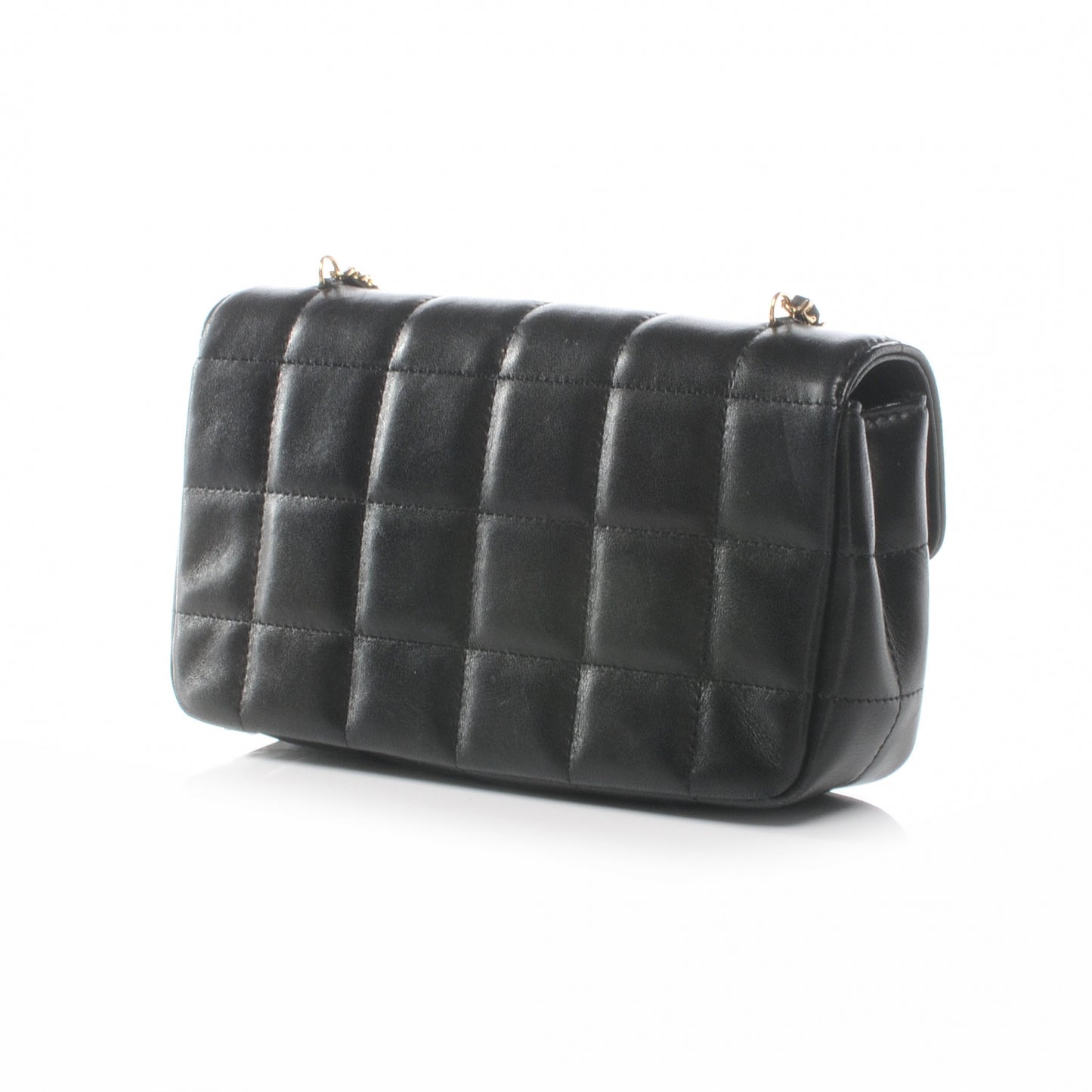 Lambskin Square Quilted Mini Flap Black