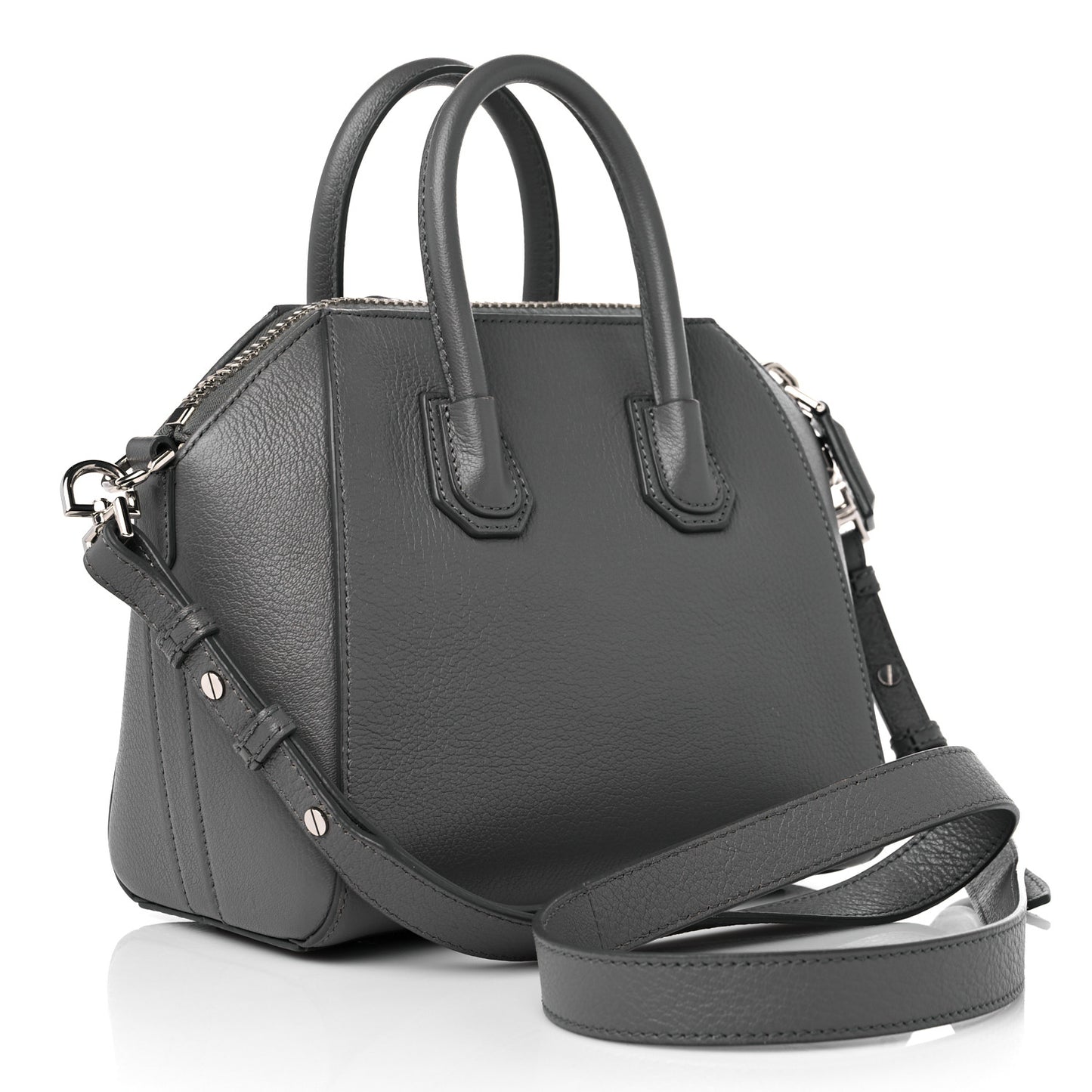 Sugar Goatskin Mini Antigona Pearl Grey