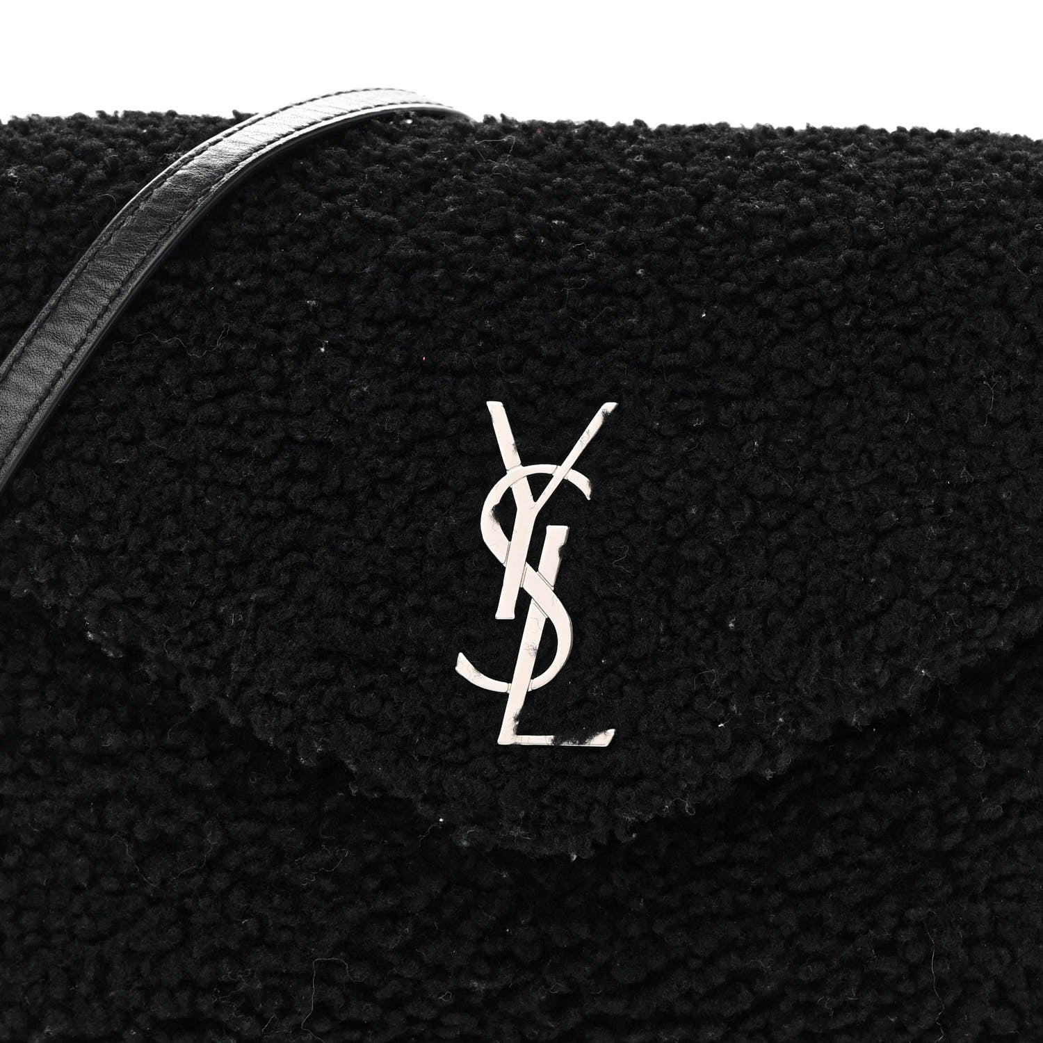 Saint Laurent Shearling Toy Loulou Shoulder Bag Black 7 of 8