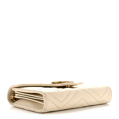 Gucci Calfskin Matelasse GG Marmont Chain Wallet Mystic White 4 of 16