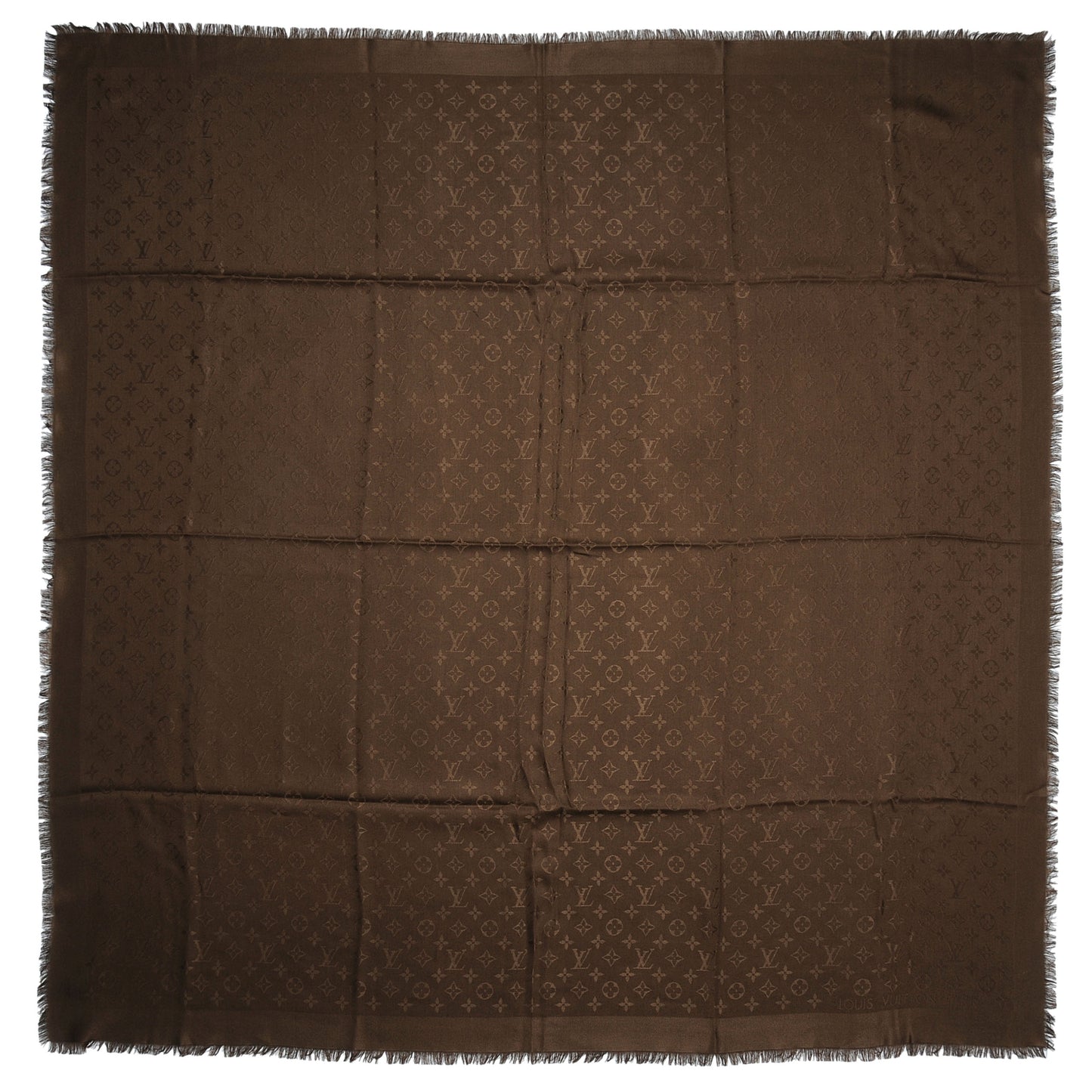 Wool Silk Monogram Shawl Chocolate