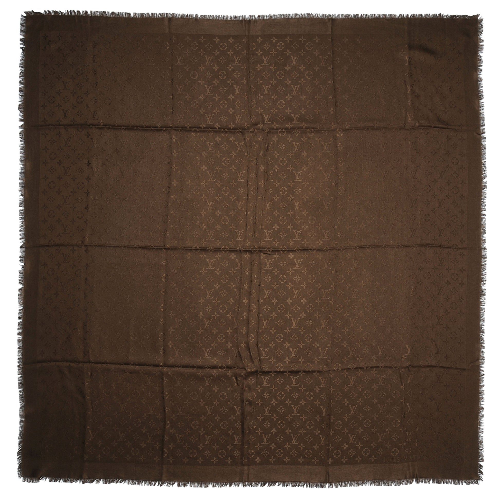 Louis Vuitton Wool Silk Monogram Shawl Chocolate 3 of 5