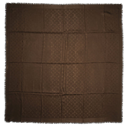 Louis Vuitton Wool Silk Monogram Shawl Chocolate 3 of 5