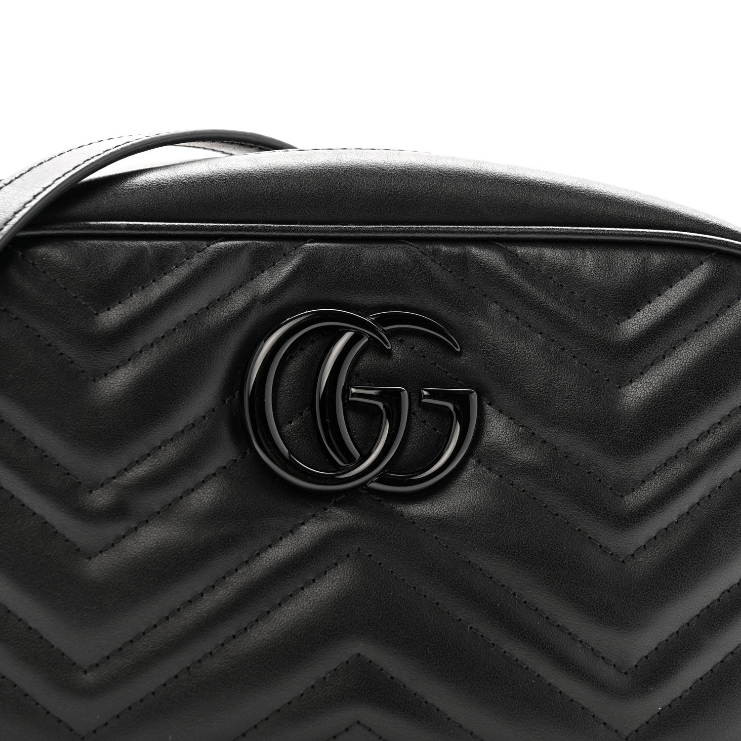 Gucci Calfskin Matelasse Monochrome Small GG Marmont Chain Shoulder Bag Black 8 of 11