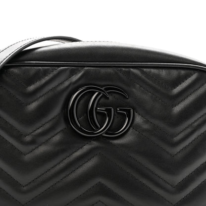 Gucci Calfskin Matelasse Monochrome Small GG Marmont Chain Shoulder Bag Black 8 of 11