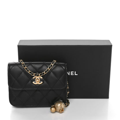 Chanel Lambskin Quilted Pearl Crush Clutch With Chain Black 11 of 11