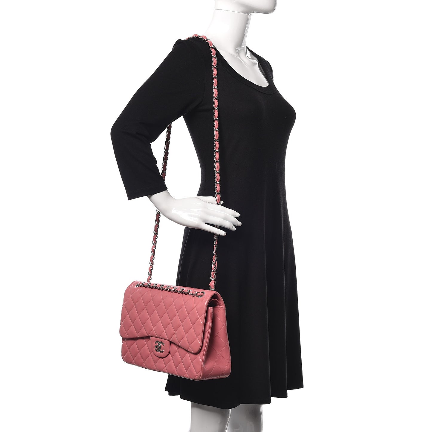 Lambskin Quilted Jumbo Double Flap Pink