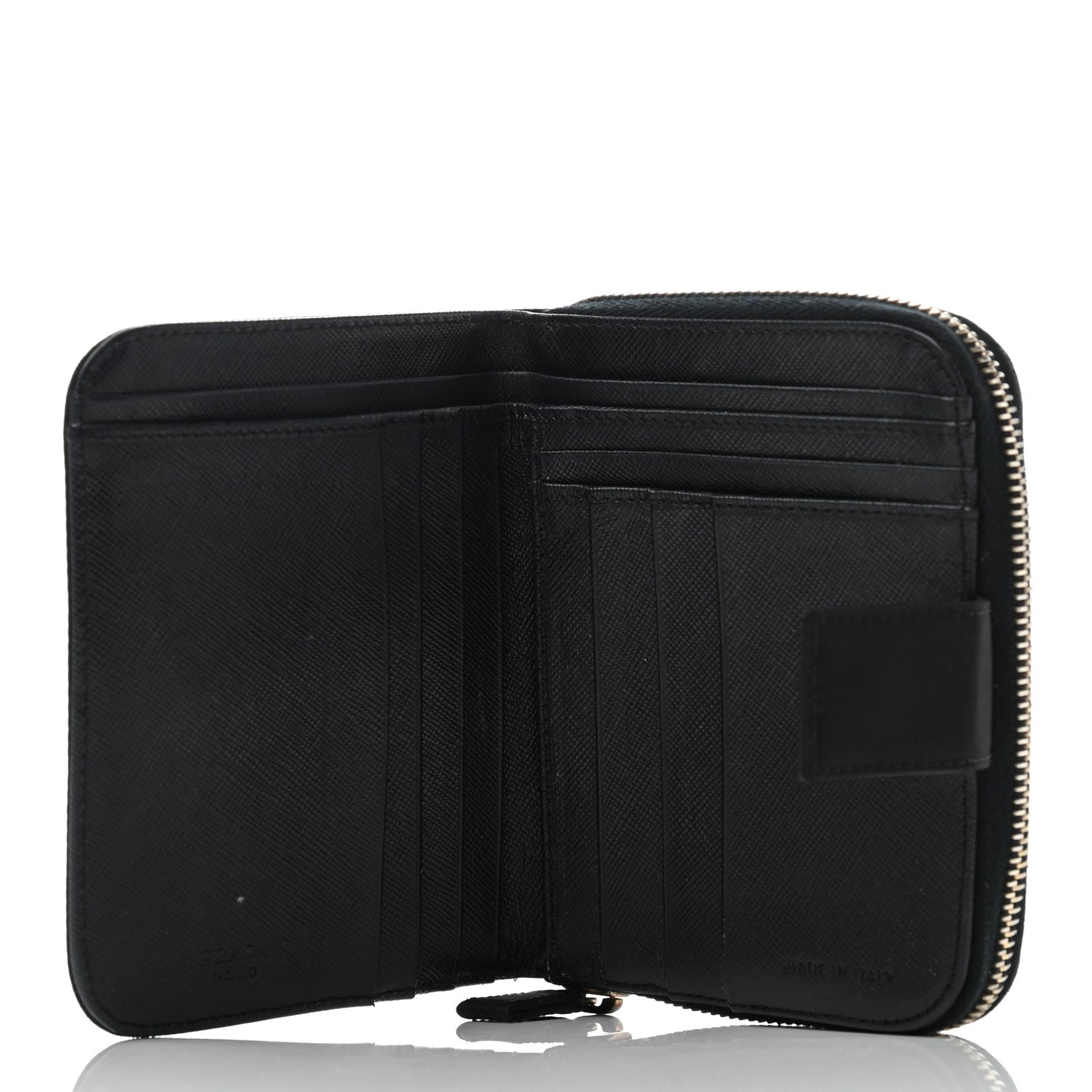 Tessuto Nylon Compact Zip Around Wallet Black