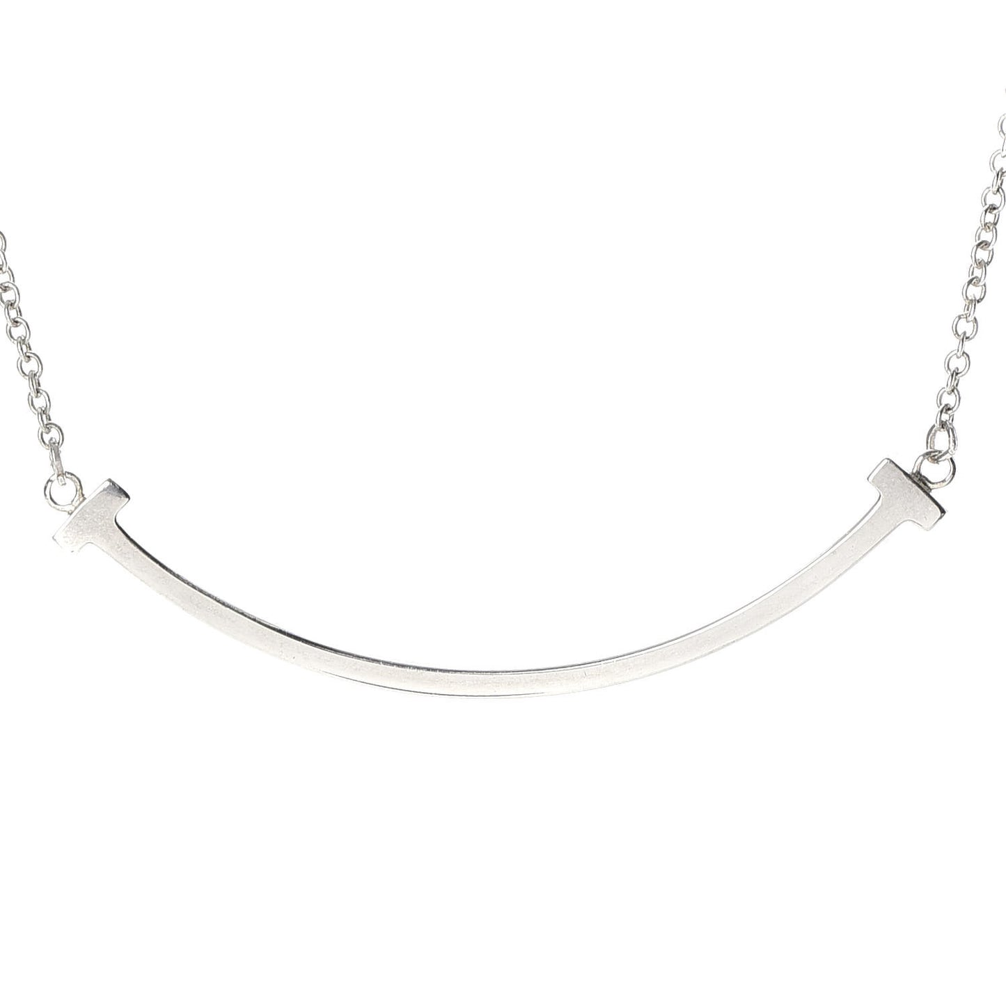 Sterling Silver Small T Smile Pendant Necklace