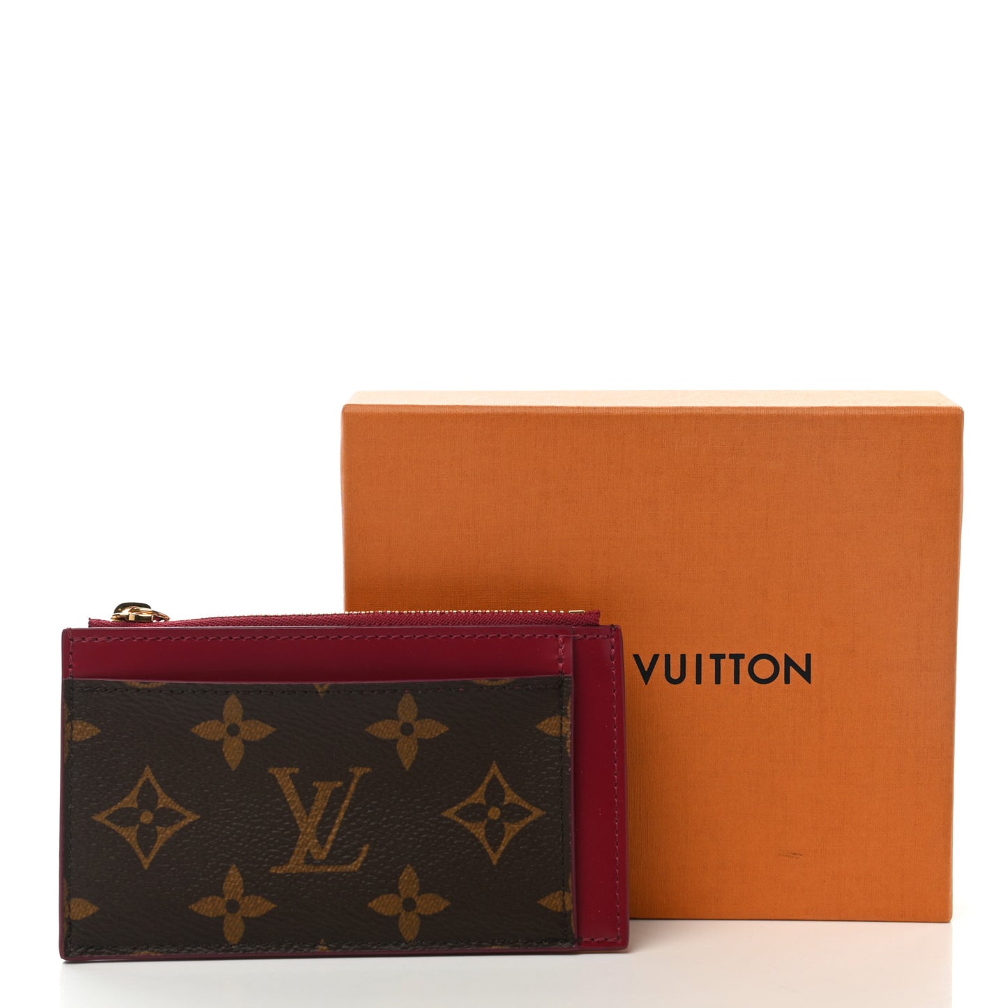 Monogram Zipped Card Holder Fuchsia