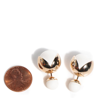 Christian Dior Mise En Dior Tribal Earrings Gold White 2 of 3