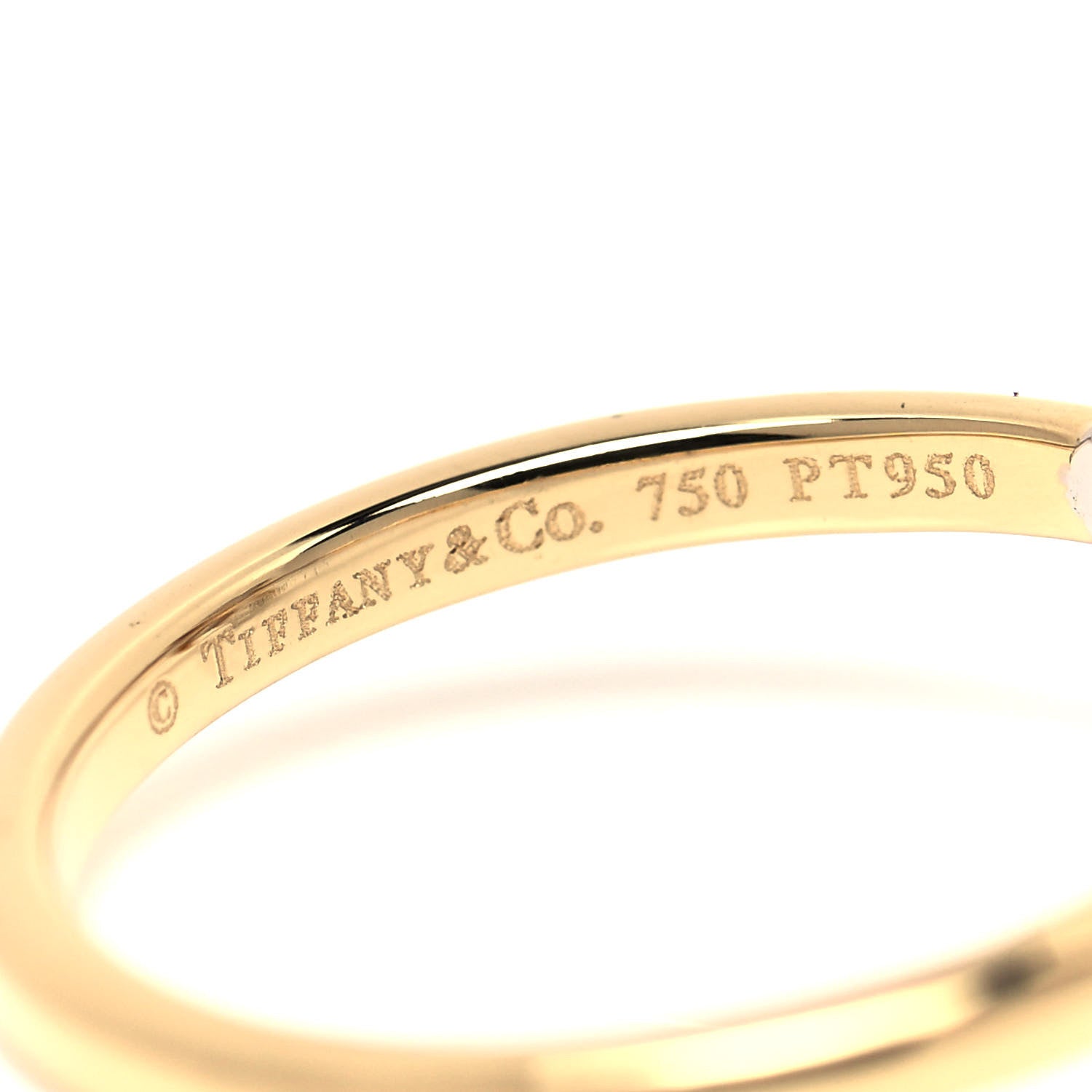 Tiffany 18K Yellow Gold Platinum Diamond Schlumberger Lynn Ring 54 6.75 5 of 6