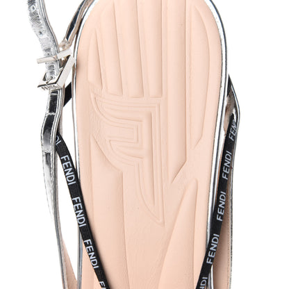 Fendi Metallic Calfskin Ffreedom Sandals 40 Silver 7 of 8