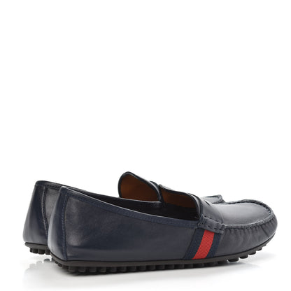 Gucci Nappa Web Mens Kanye Driver Loafers 7 Blue 4 of 9