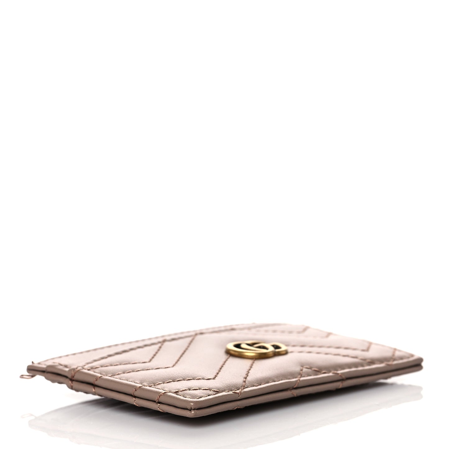 Calfskin Matelasse GG Marmont Card Holder Porcelain Rose