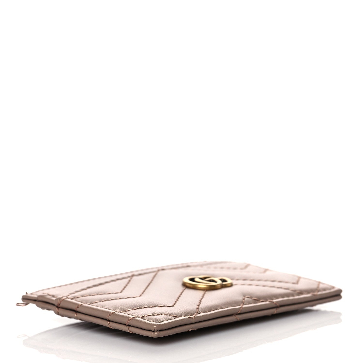 Gucci Calfskin Matelasse GG Marmont Card Holder Porcelain Rose 4 of 7