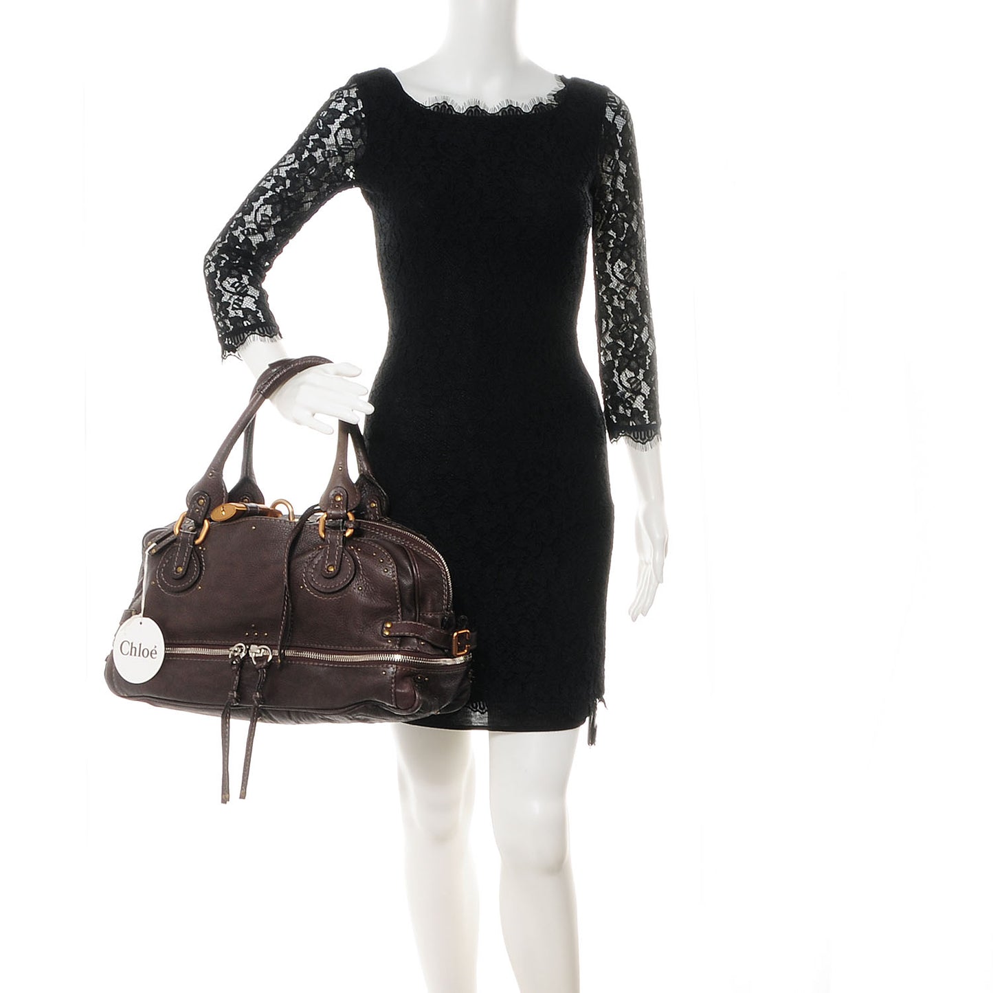 Leather Paddington Double Zipped Bowler Brown