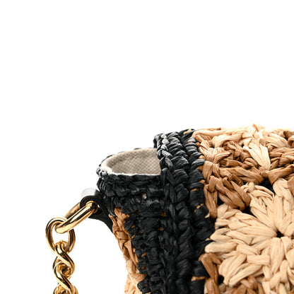 Gucci Raffia Azalea Calfskin Crochet Flower Small GG Marmont Shoulder Bag Natural Ecru Black 12 of 12