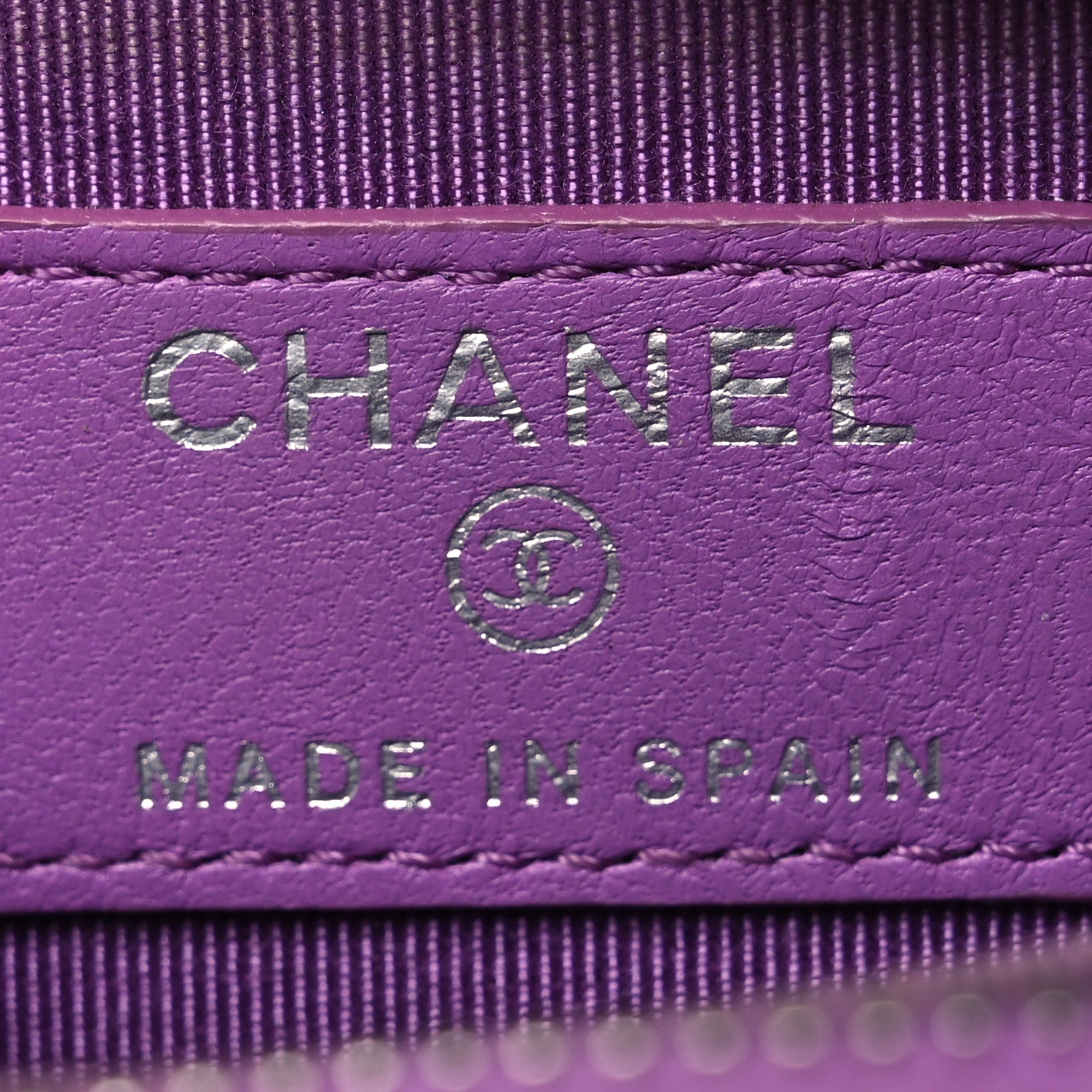 Chanel Lambskin Quilted Zip Around Coin Purse Wallet Purple 6 of 10