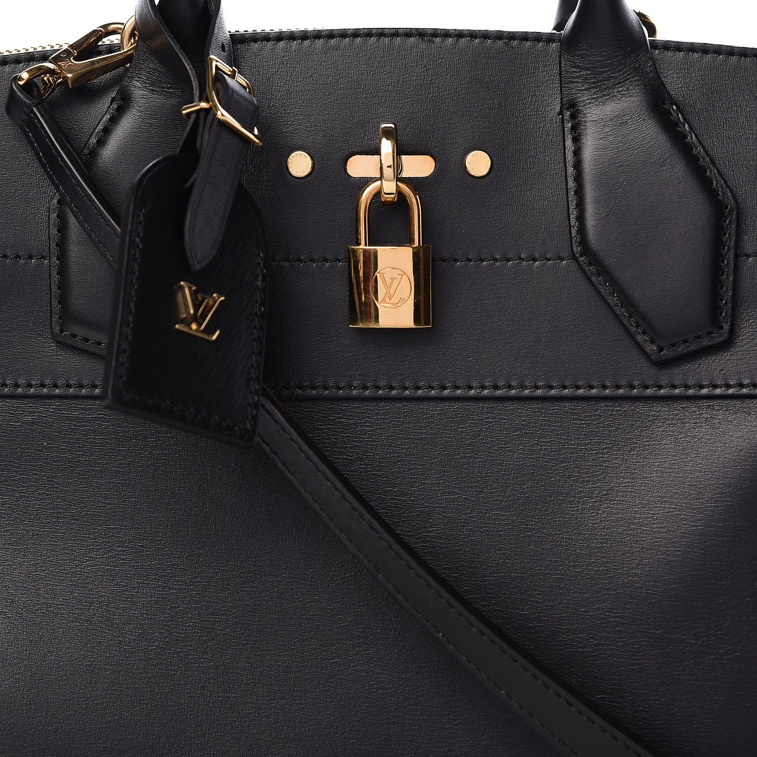 Louis Vuitton Calfskin City Steamer MM Black 9 of 12