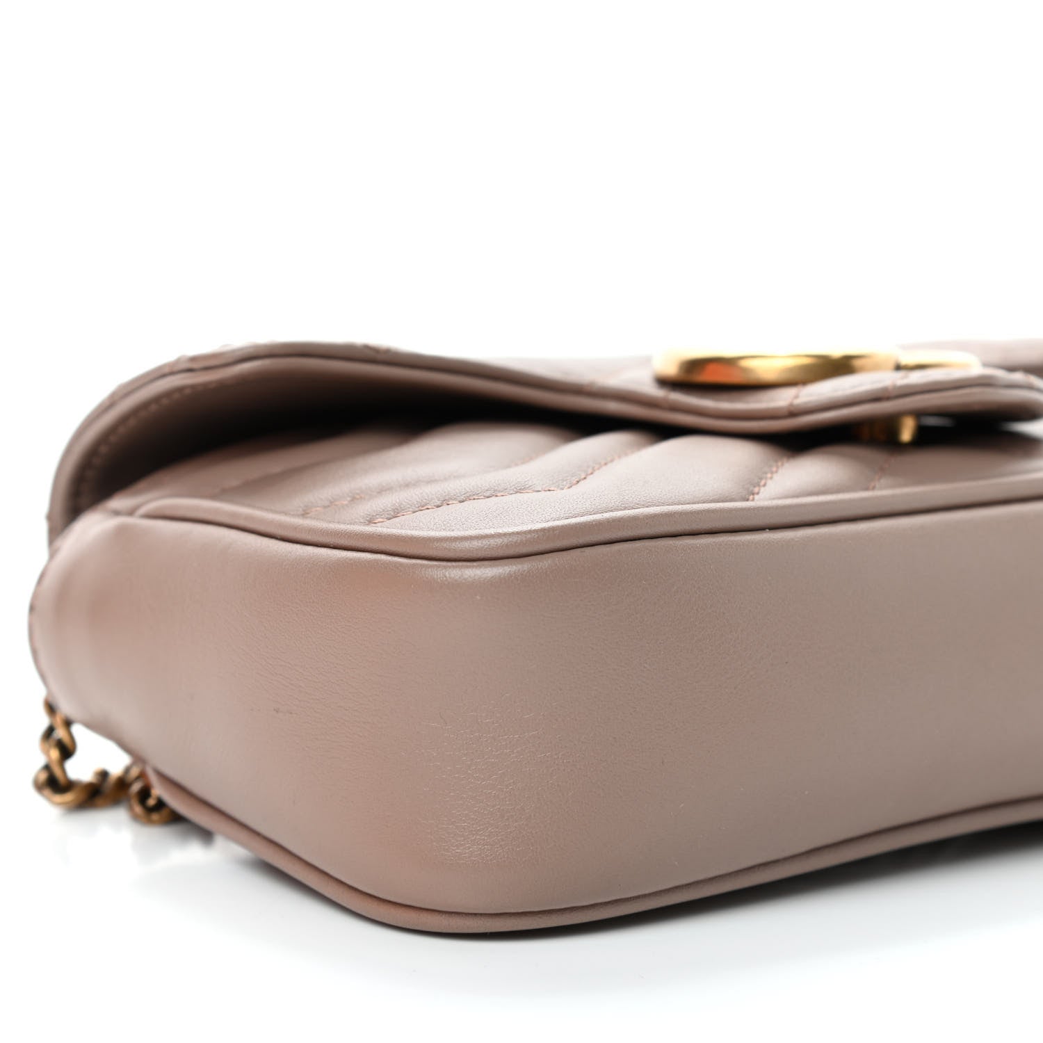 Gucci Calfskin Matelasse Super Mini GG Marmont Shoulder Bag Porcelain Rose 14 of 22