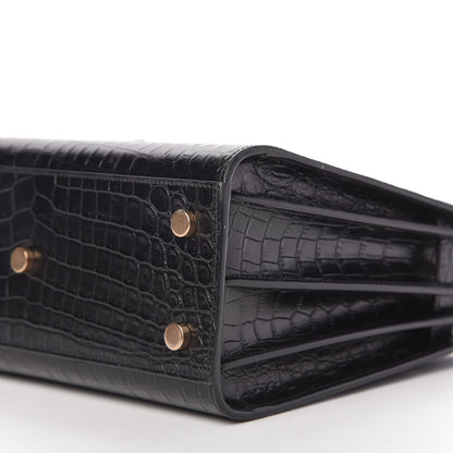 Saint Laurent Calfskin Crocodile Embossed Baby Sac De Jour Black 7 of 9