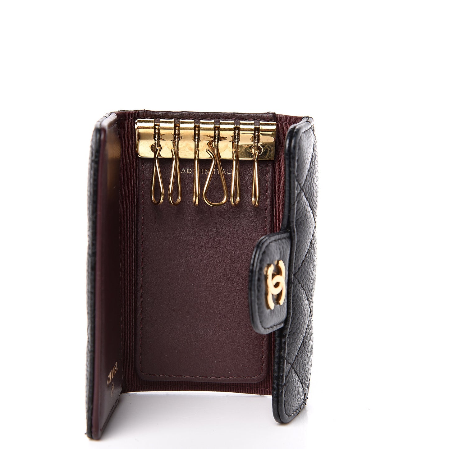 Caviar Quilted 6 Key Holder Black