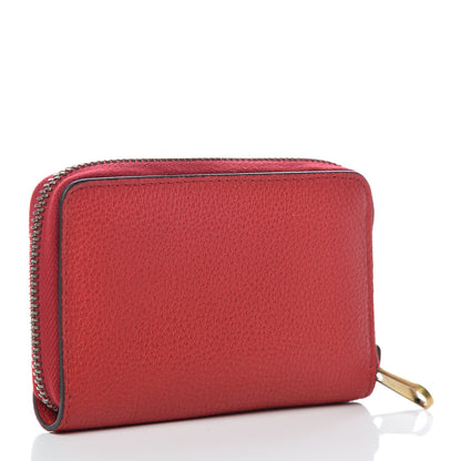 Gucci Grained Calfskin Logo Zip Around Card Case Hibiscus Red 3 of 9