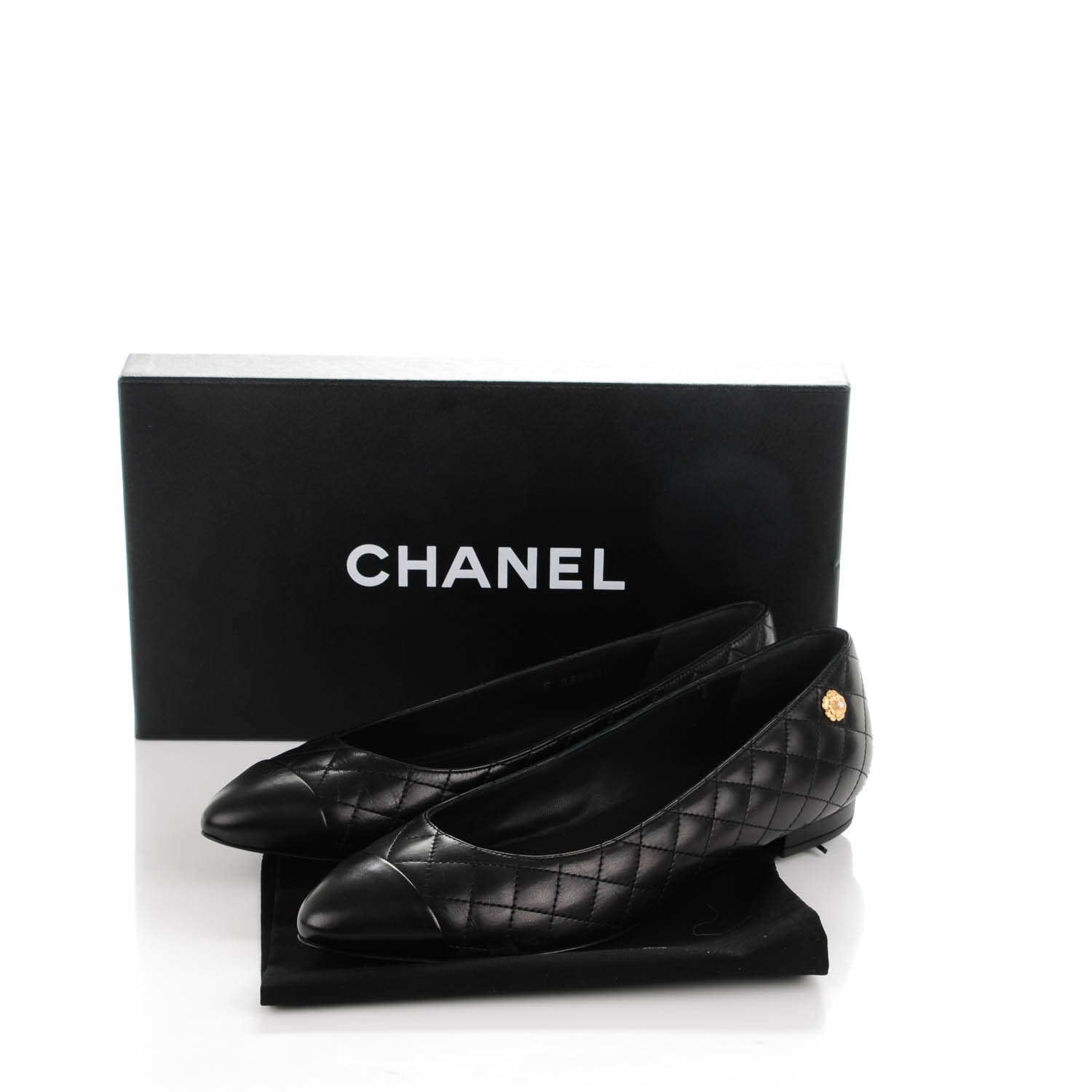 Chanel Calfskin Quilted Cap Toe Ballerina Flats 39 Black 8 of 9