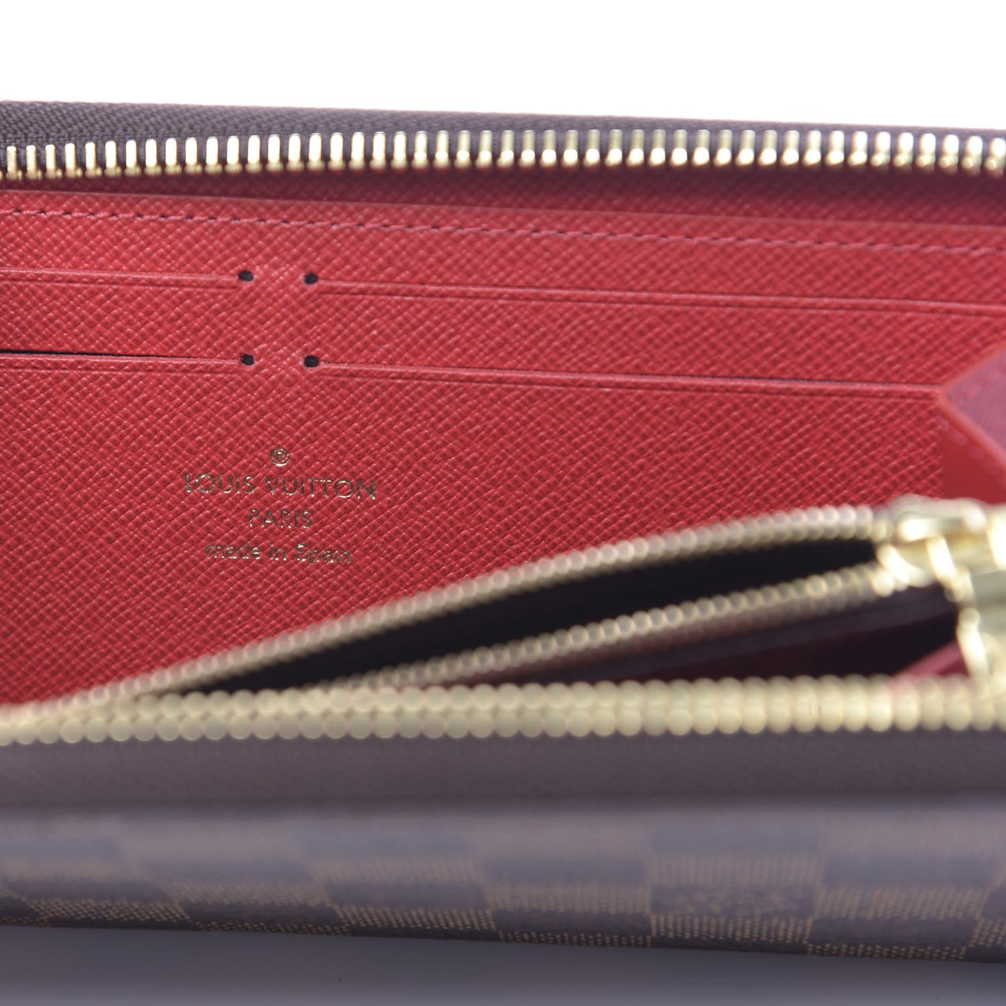 Damier Ebene Clemence Wallet Cherry
