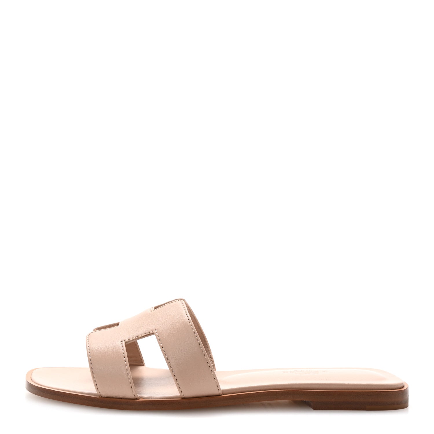 Hermes Box Calfskin Oran Sandals 37.5 Rose Pale 1 of 10
