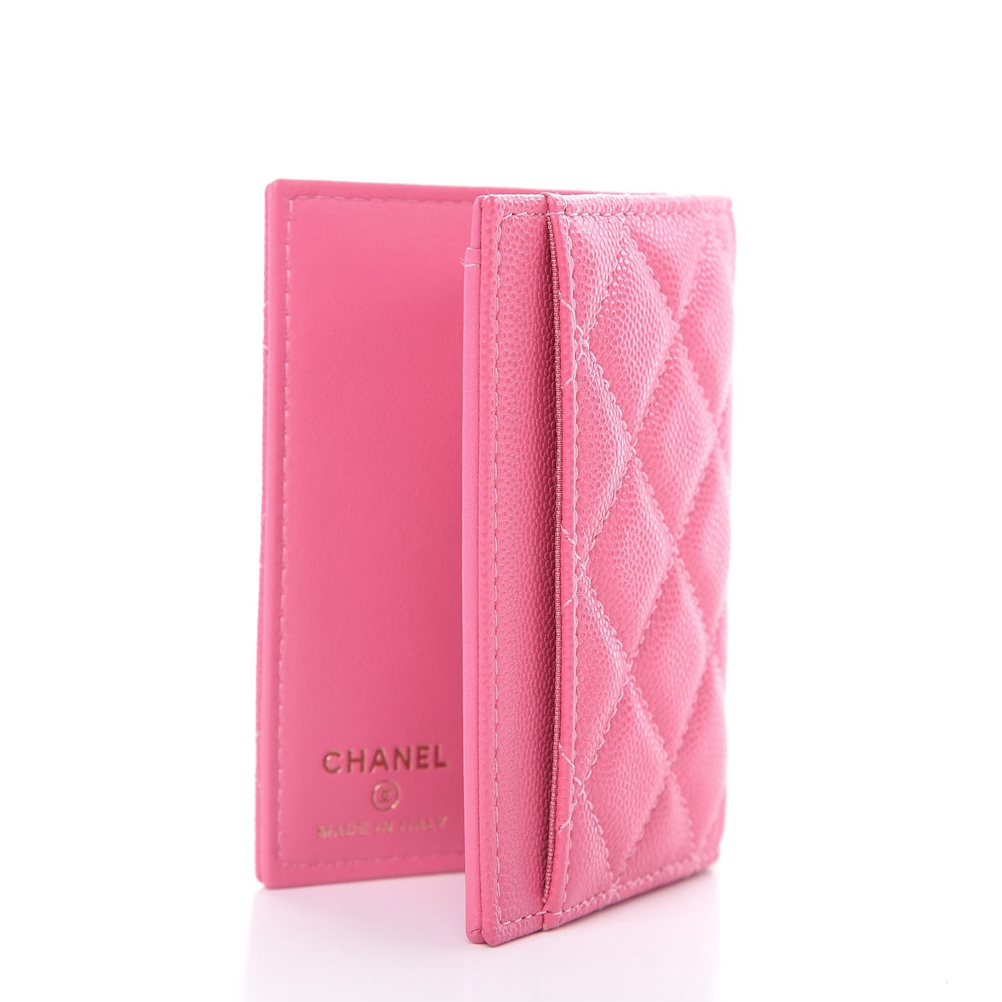 Caviar Quilted Card Holder Wallet Pink