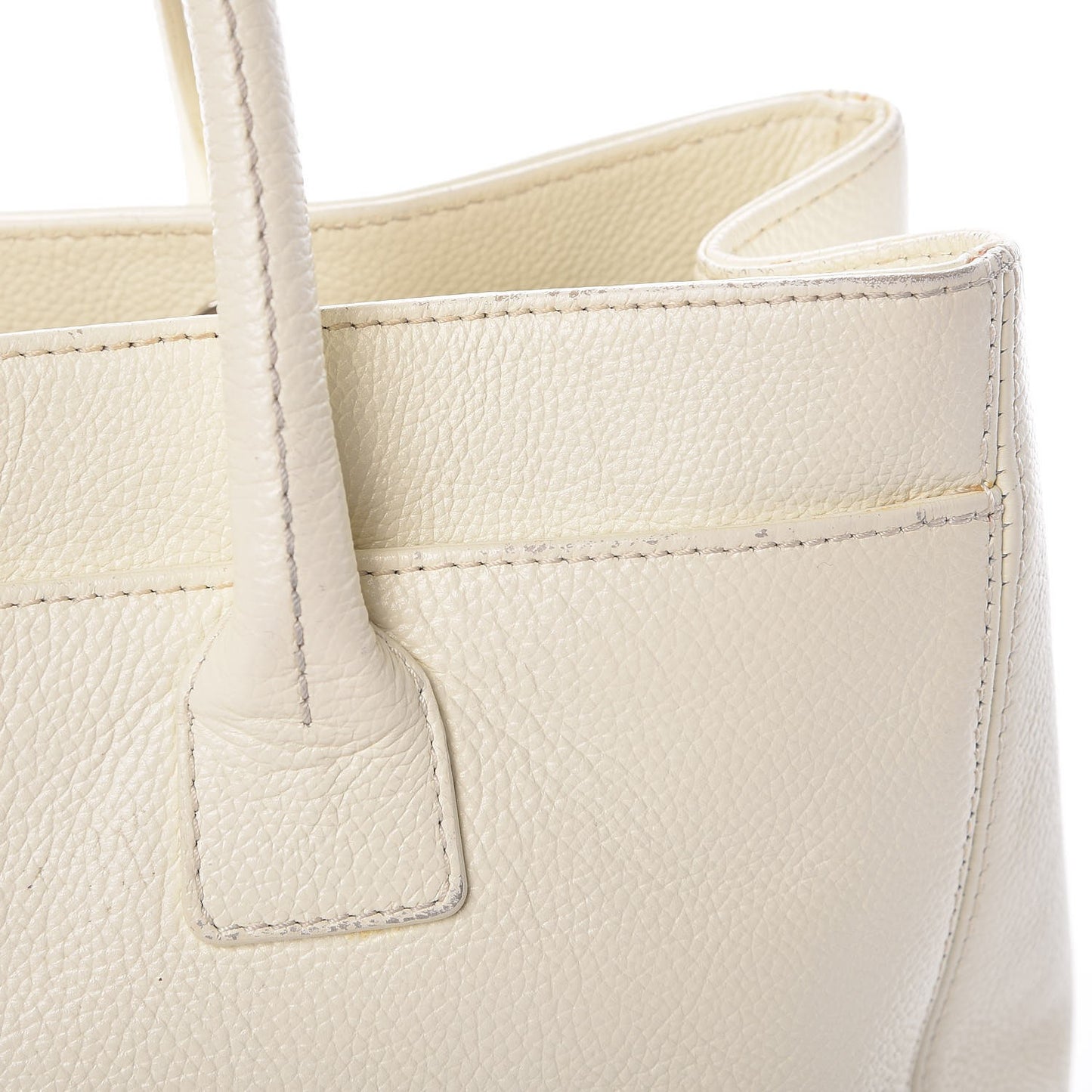 Calfskin Mademoiselle Lock Cerf Shopper Tote White