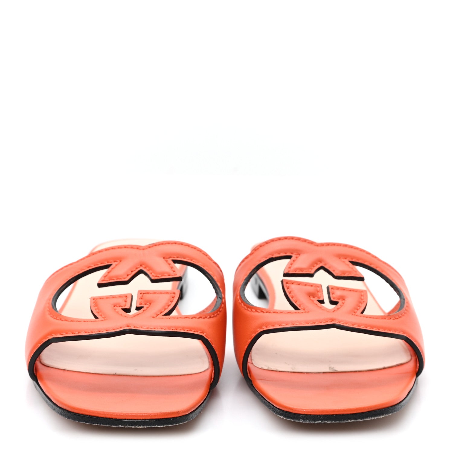 Gucci Cosmos Softy Calfskin Interlocking G Cut Out Slide Sandals 40 Deep Orange 3 of 8