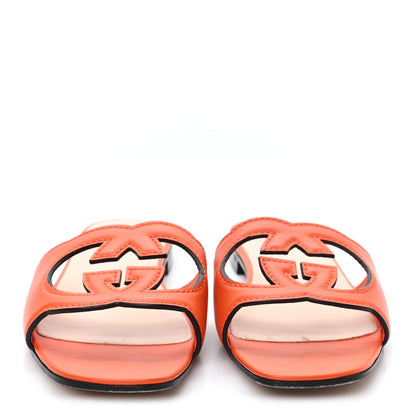 Gucci Cosmos Softy Calfskin Interlocking G Cut Out Slide Sandals 40 Deep Orange 3 of 8