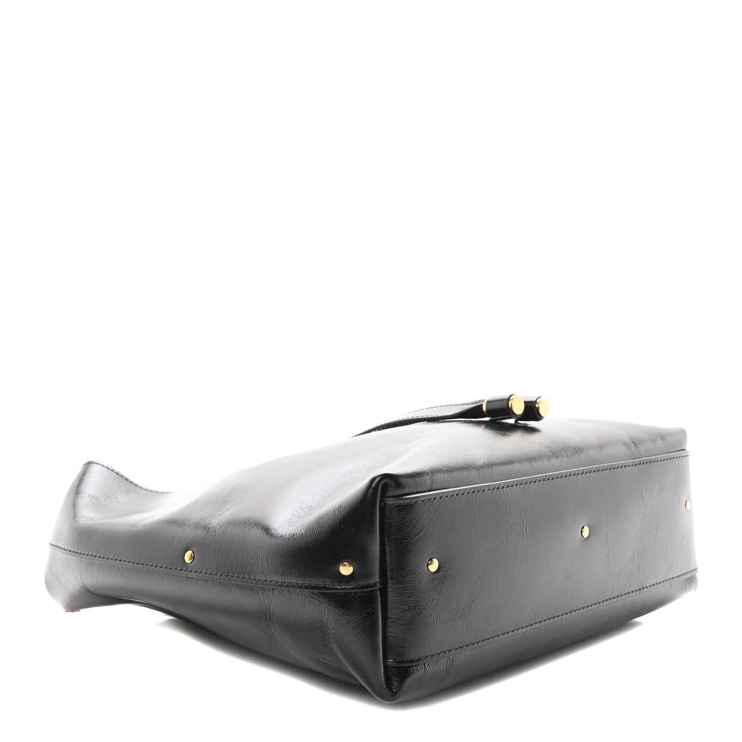 Shiny Calfskin Marcie Hobo Bag Black