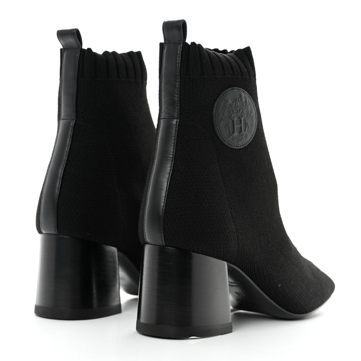 Knit Calfskin Volver Ankle Boots 35 Black