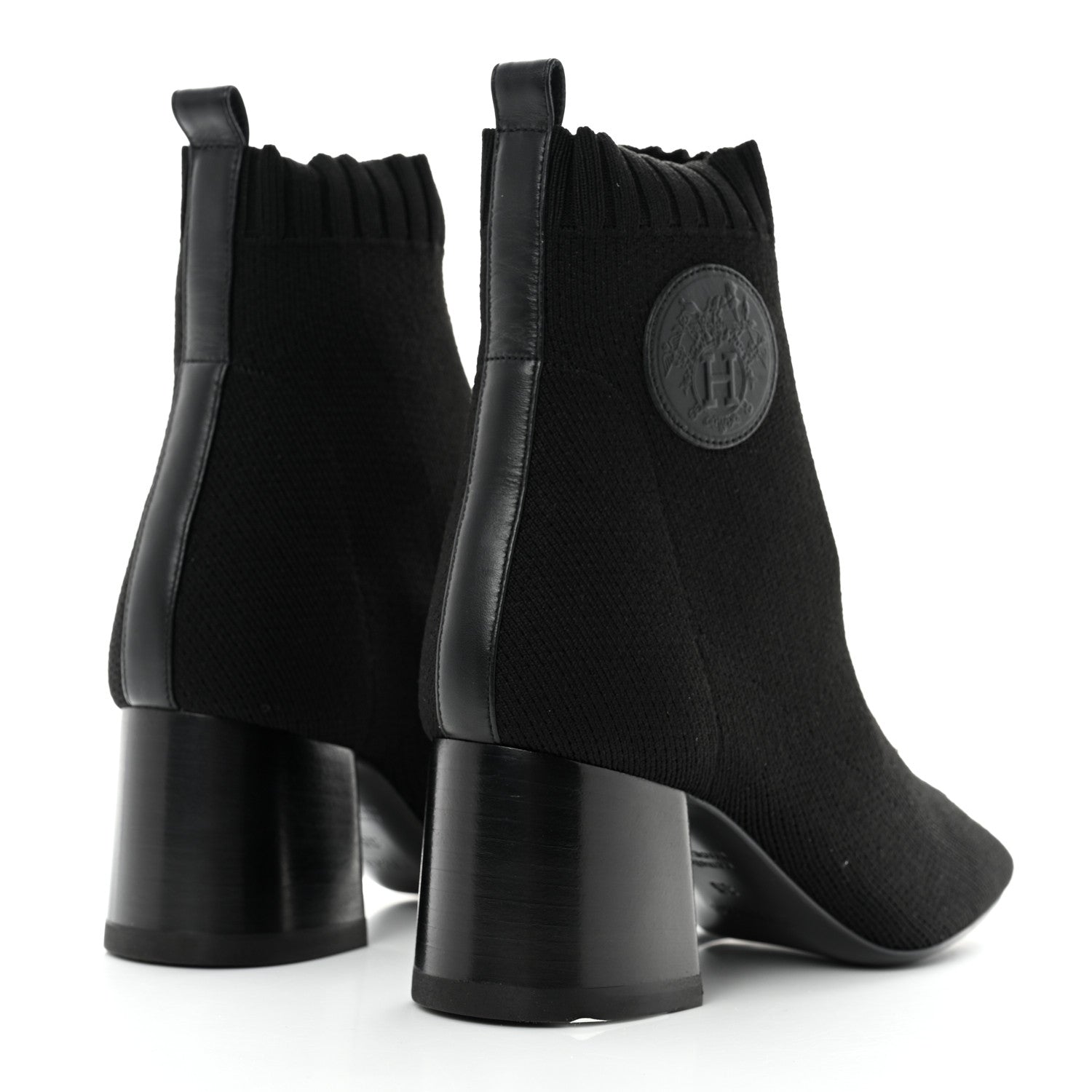Hermes Knit Calfskin Volver Ankle Boots 35 Black 4 of 9