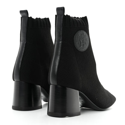 Hermes Knit Calfskin Volver Ankle Boots 35 Black 4 of 9