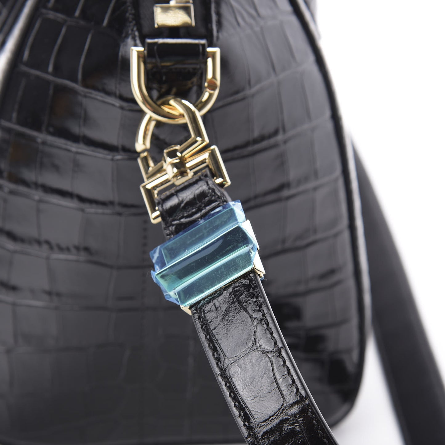 Calfskin Crocodile Embossed Small Antigona Black