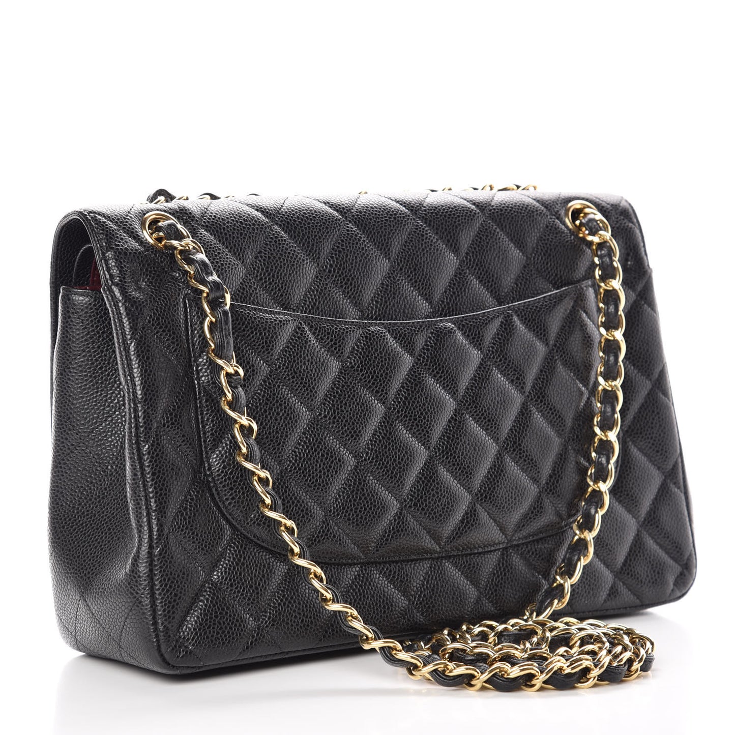 Caviar Quilted Jumbo Double Flap Black