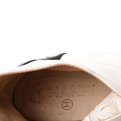 Chanel Lambskin Cap Toe Lace Up Espadrilles 40 Beige Black 7 of 17